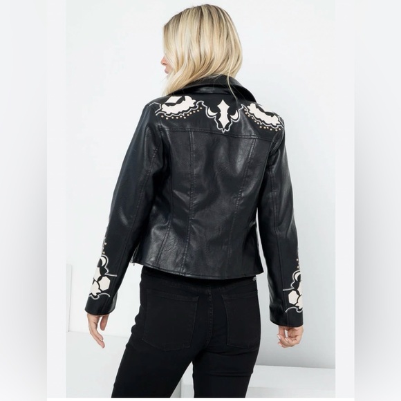 STOOSH Woman's Embellished Faux Leather Jacket - Picture 3 of 8
